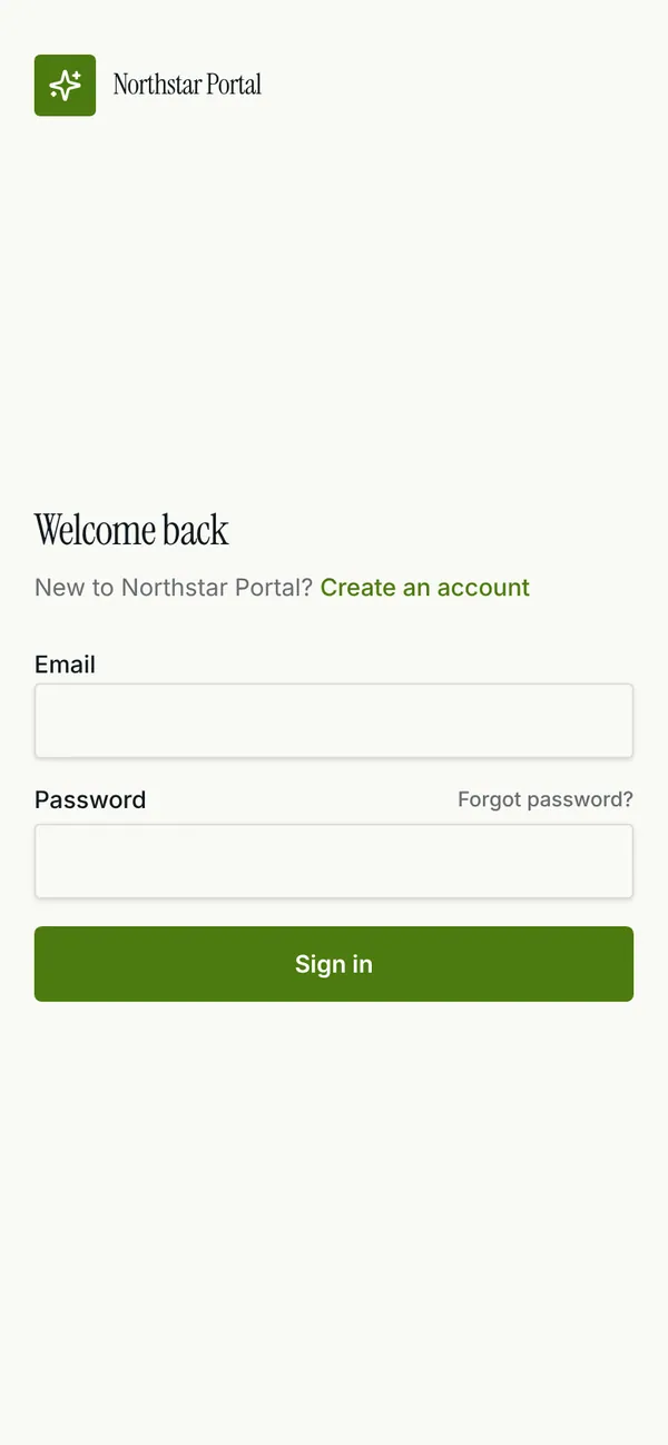 Client portal sign-in on a phone