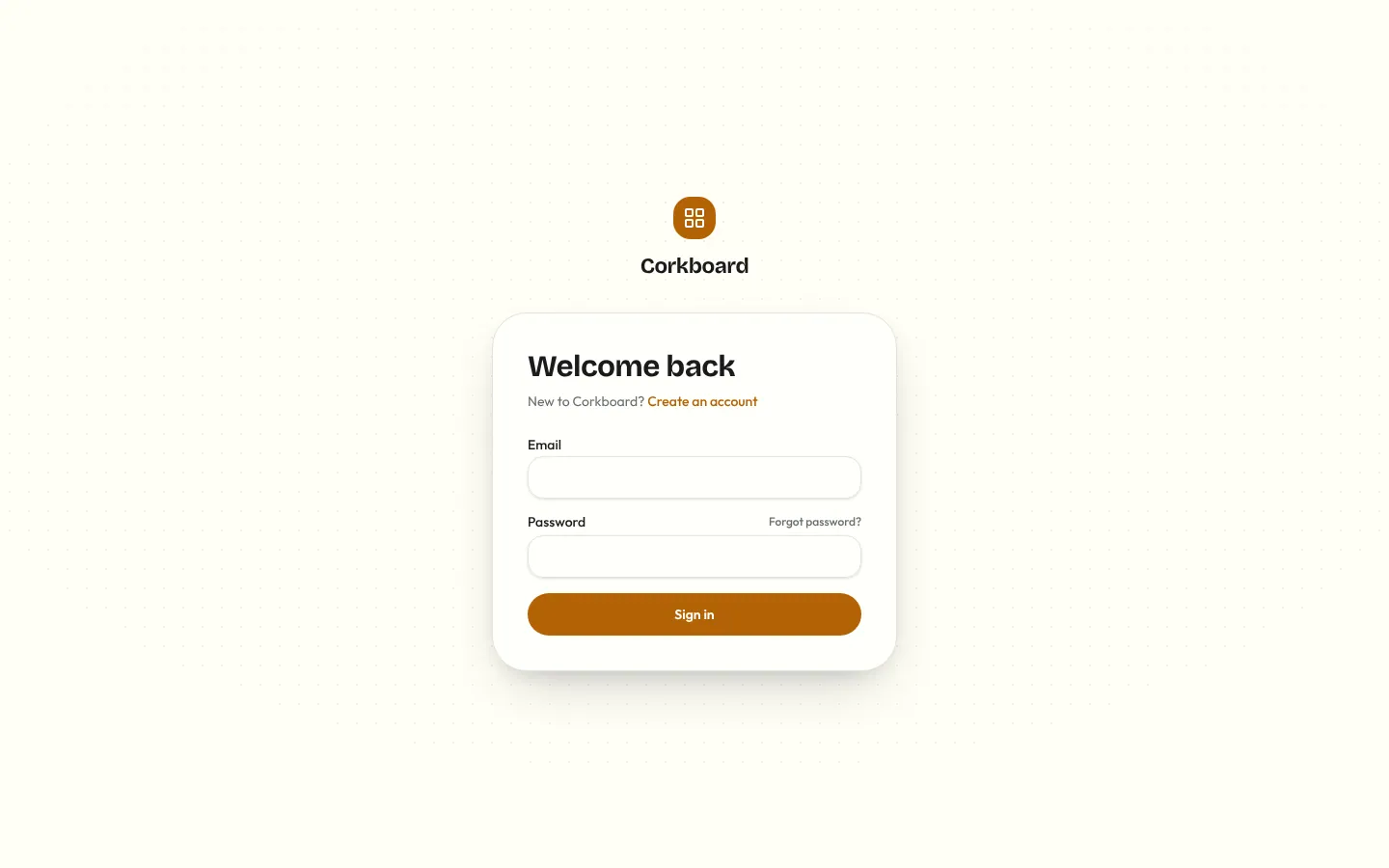 Corkboard sign-in screen
