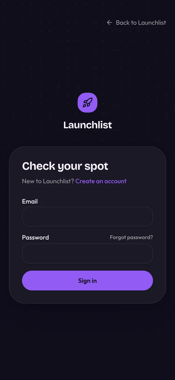 Waitlist with referrals sign-in on a phone