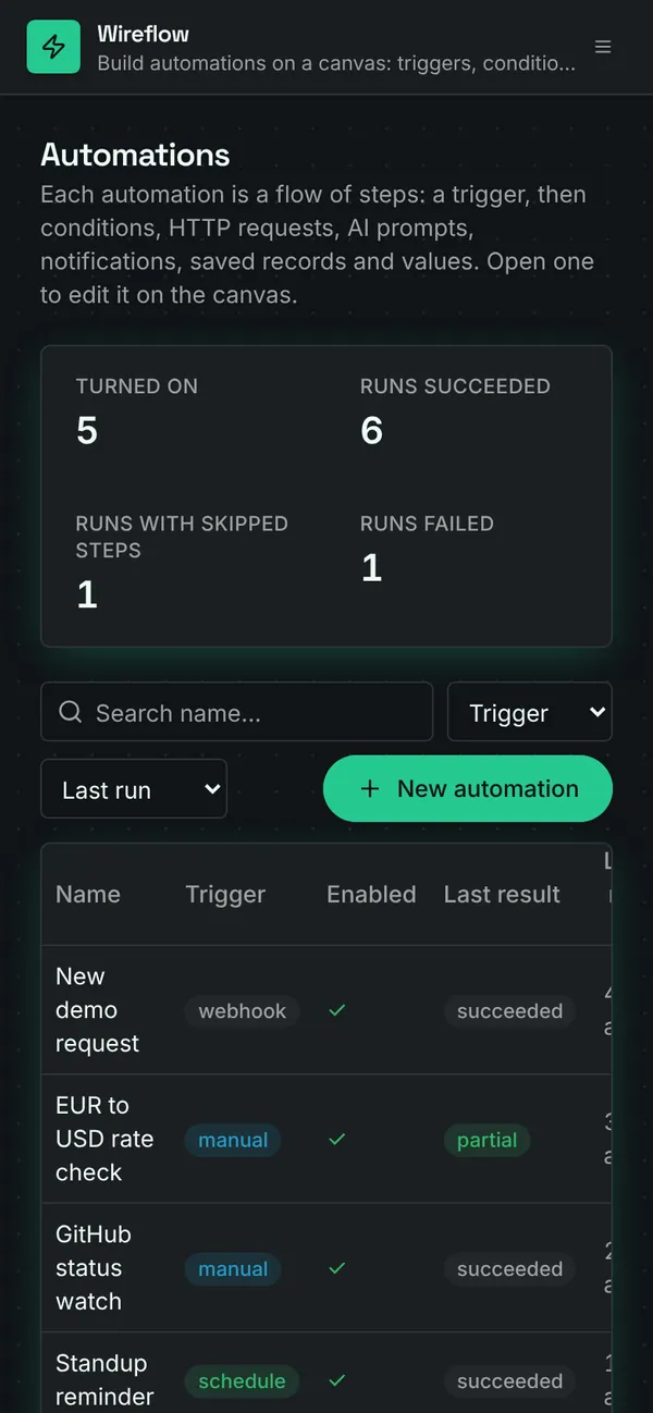 Wireflow on a phone