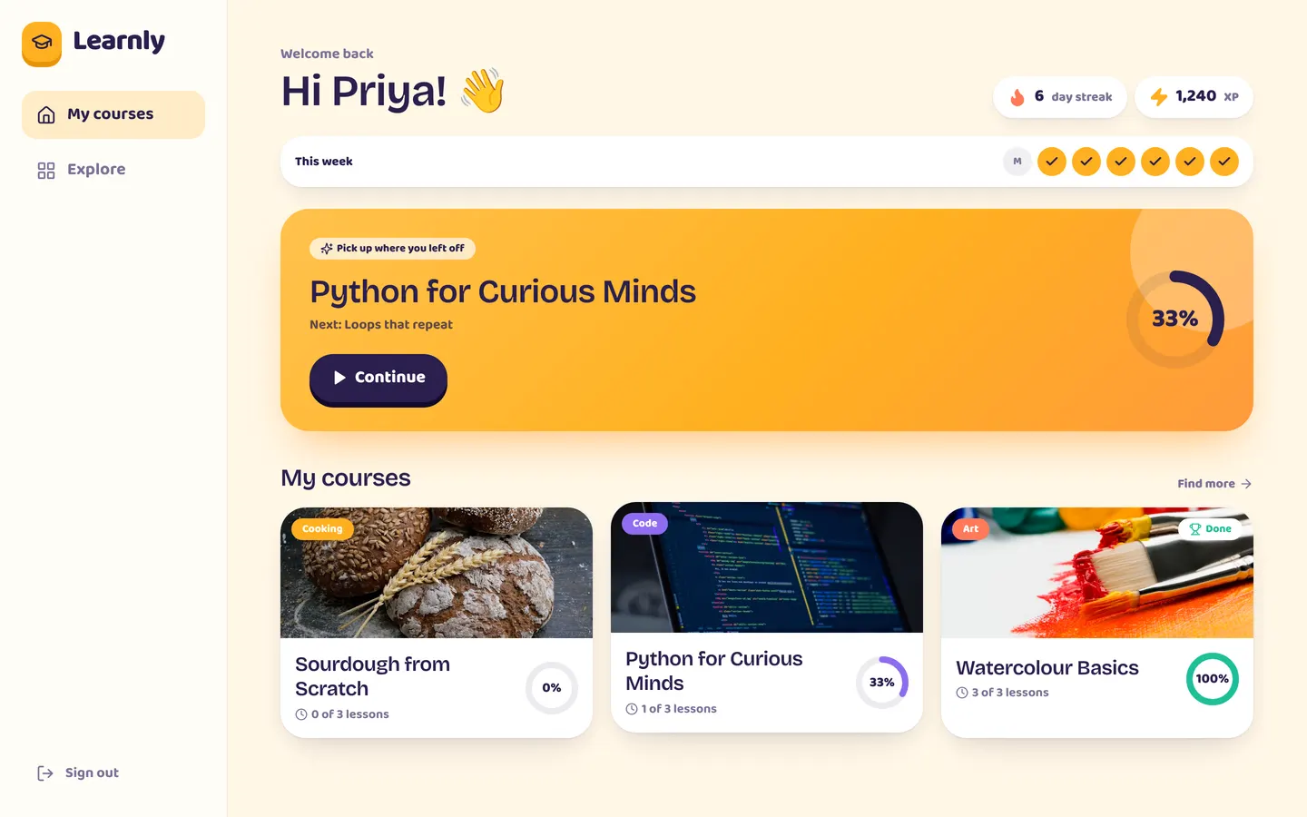 Learnly on desktop